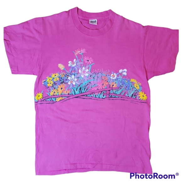 Vintage Flower Art T-shirt - Picture 1 of 7